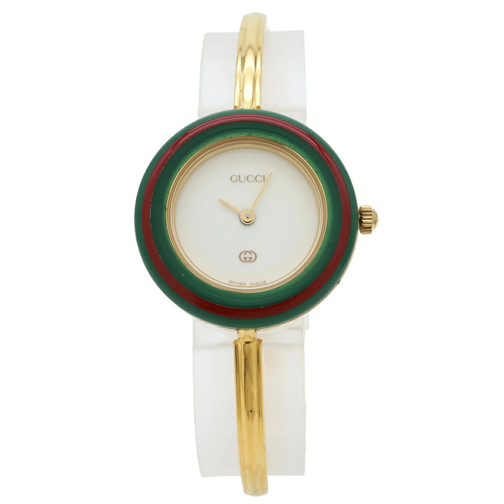 GUCCI Gucci Change Bezel White Dial GP Ladies Quartz Watch 11 12